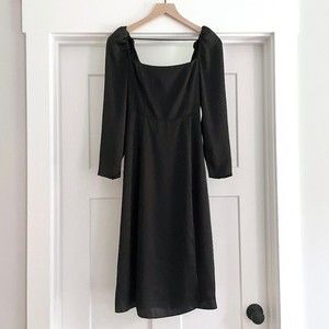 Aritzia Wilfred Square Neck Satin Midi Dress Black Size 0 XS